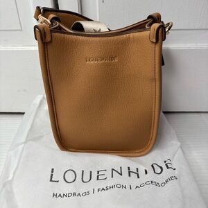LOUENHIDE Tan Vegan Leather Crossbody Bag with Dual Straps